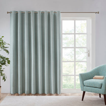 Maya Printed Heathered Blackout Window Patio Panel - Dusty Seafoam