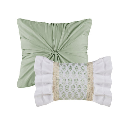 Caralie 5 Piece Seersucker Comforter Set with Throw Pillows - Green