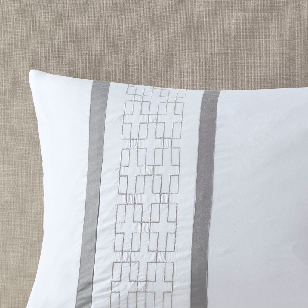 Powell 8 Piece Embroidered Comforter Set - White