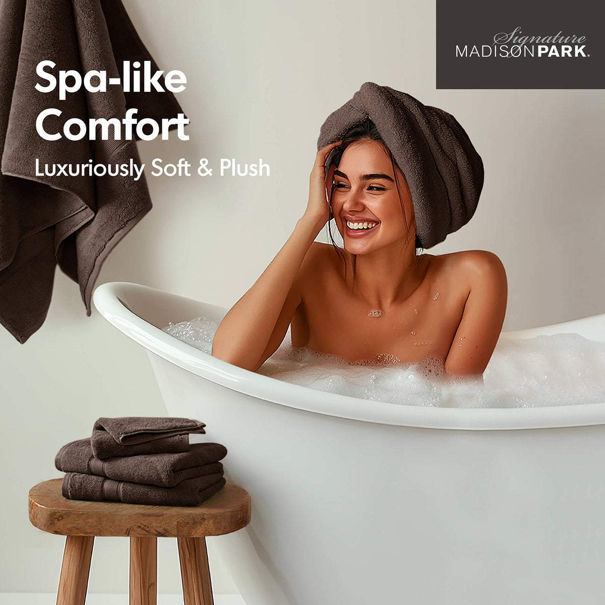 800GSM 100% Cotton 8 Piece Towel Set - Brown