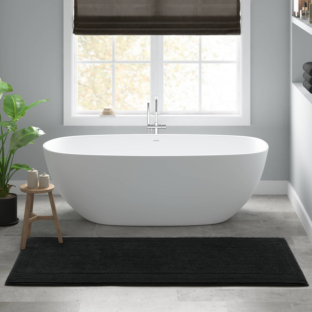 Splendor 100% Cotton Tufted 3000 GSM Reversible Bath Rug - Black