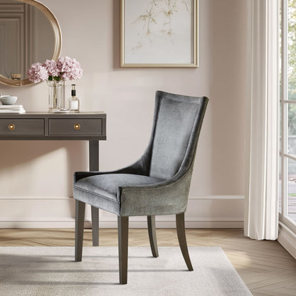 Ultra Upholstered Dining Side Chairs with wood legs (Set of 2) - Dark Gray