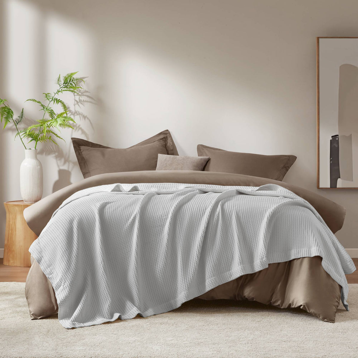 Waffle Weave Cotton Blanket - Grey