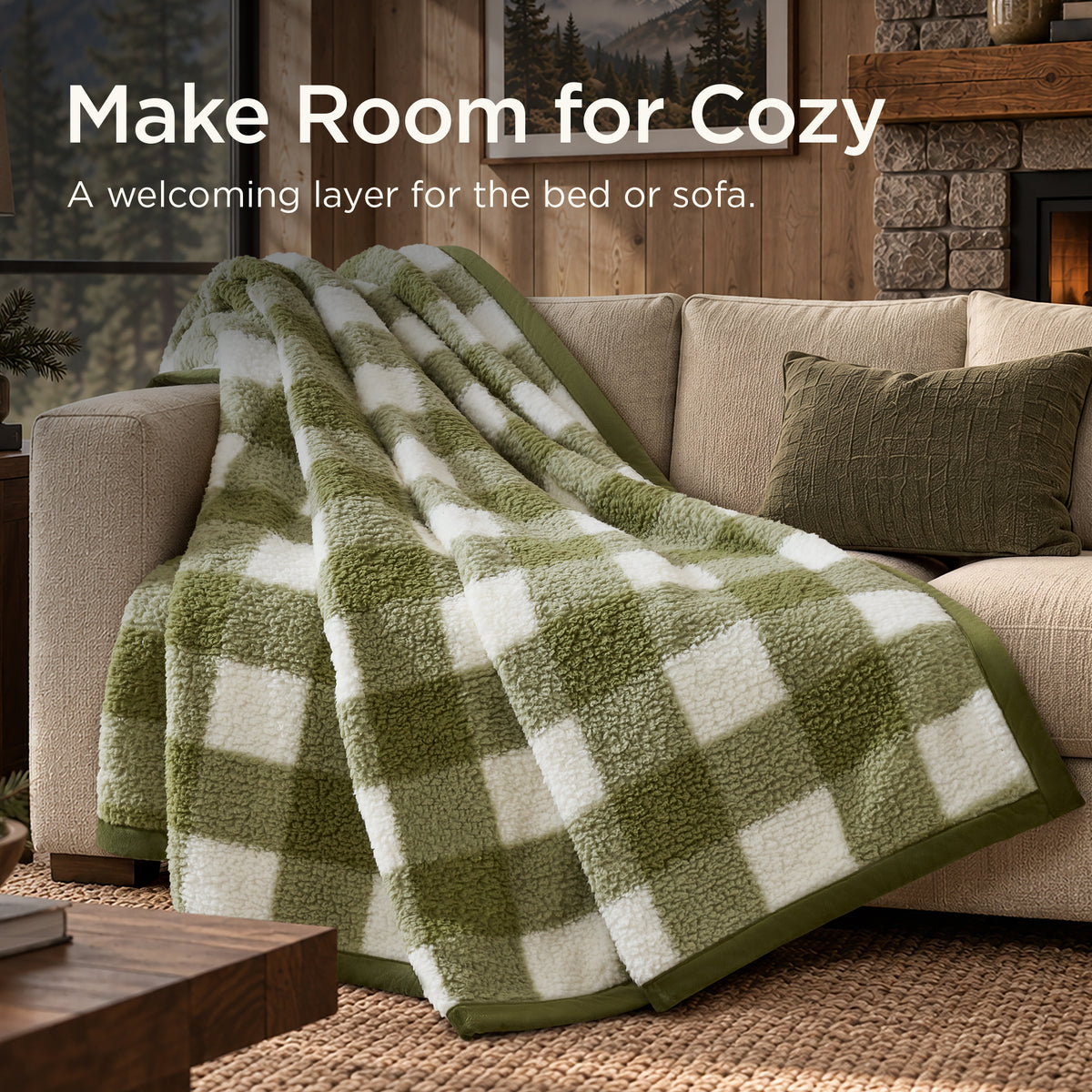Burlington Berber Blanket - Green Buffalo