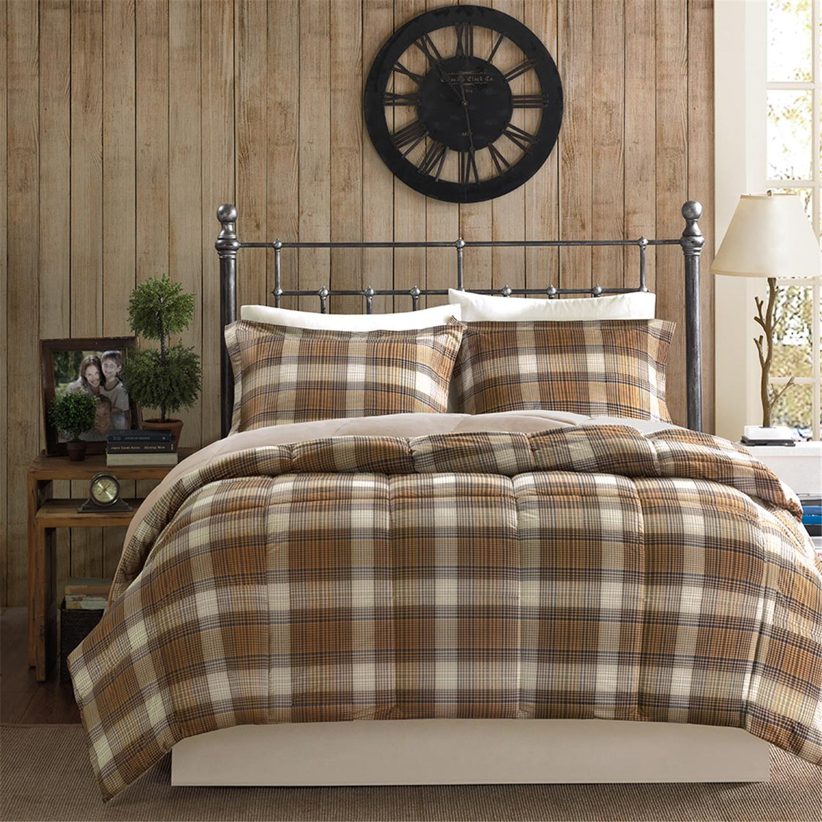 Lumberjack Classic Quilting Soft and Cozy Microfiber Solid Reverse Down Alternative Comforter Set - Multi