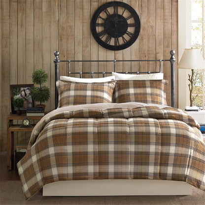 Lumberjack Classic Quilting Soft and Cozy Microfiber Solid Reverse Down Alternative Comforter Set - Multi
