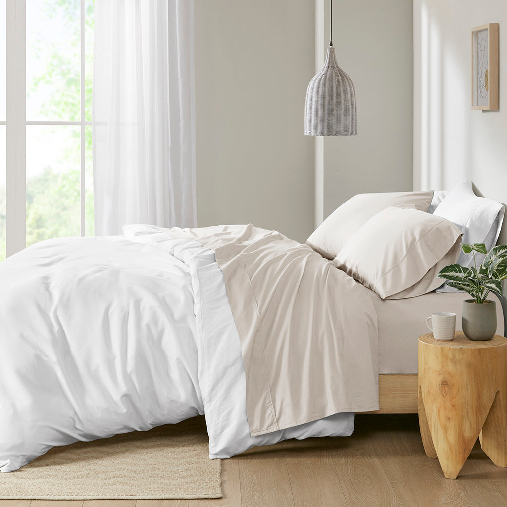 200 Thread Count Relaxed Cotton Percale Sheet Set - Ivory