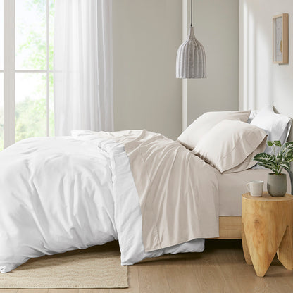 200 Thread Count Relaxed Cotton Percale Sheet Set - Ivory