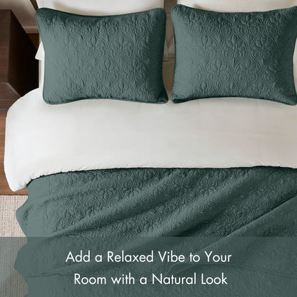 Quebec Reversible Quilt Set - Balsam Green