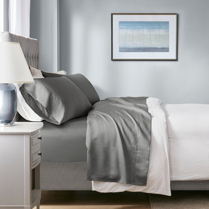 1000 Thread Count HeiQ Smart Temperature Cotton Blend 4 PC Sheet Set - Charcoal