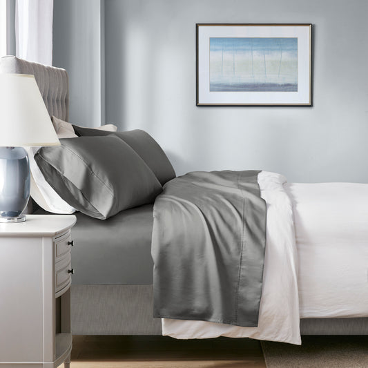 1000 Thread Count HeiQ Smart Temperature Cotton Blend 4 PC Sheet Set - Charcoal