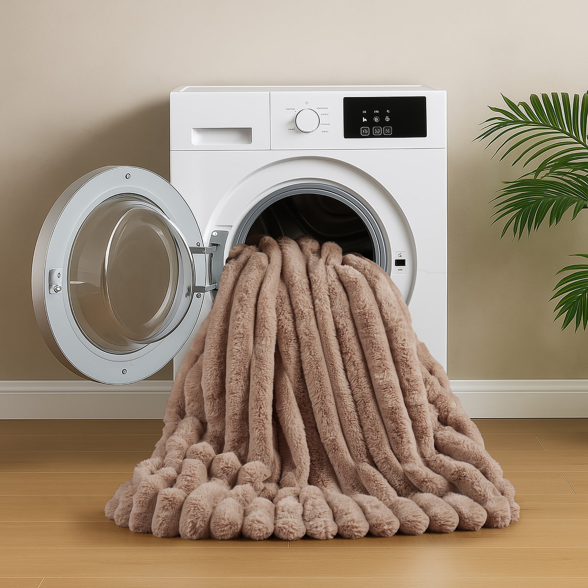 Jasmine 3 Piece Faux Fur Comforter Set - Mocha