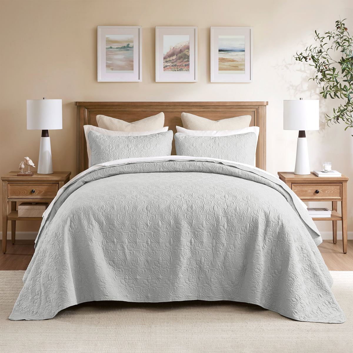Quebec Reversible Bedspread Set - Grey
