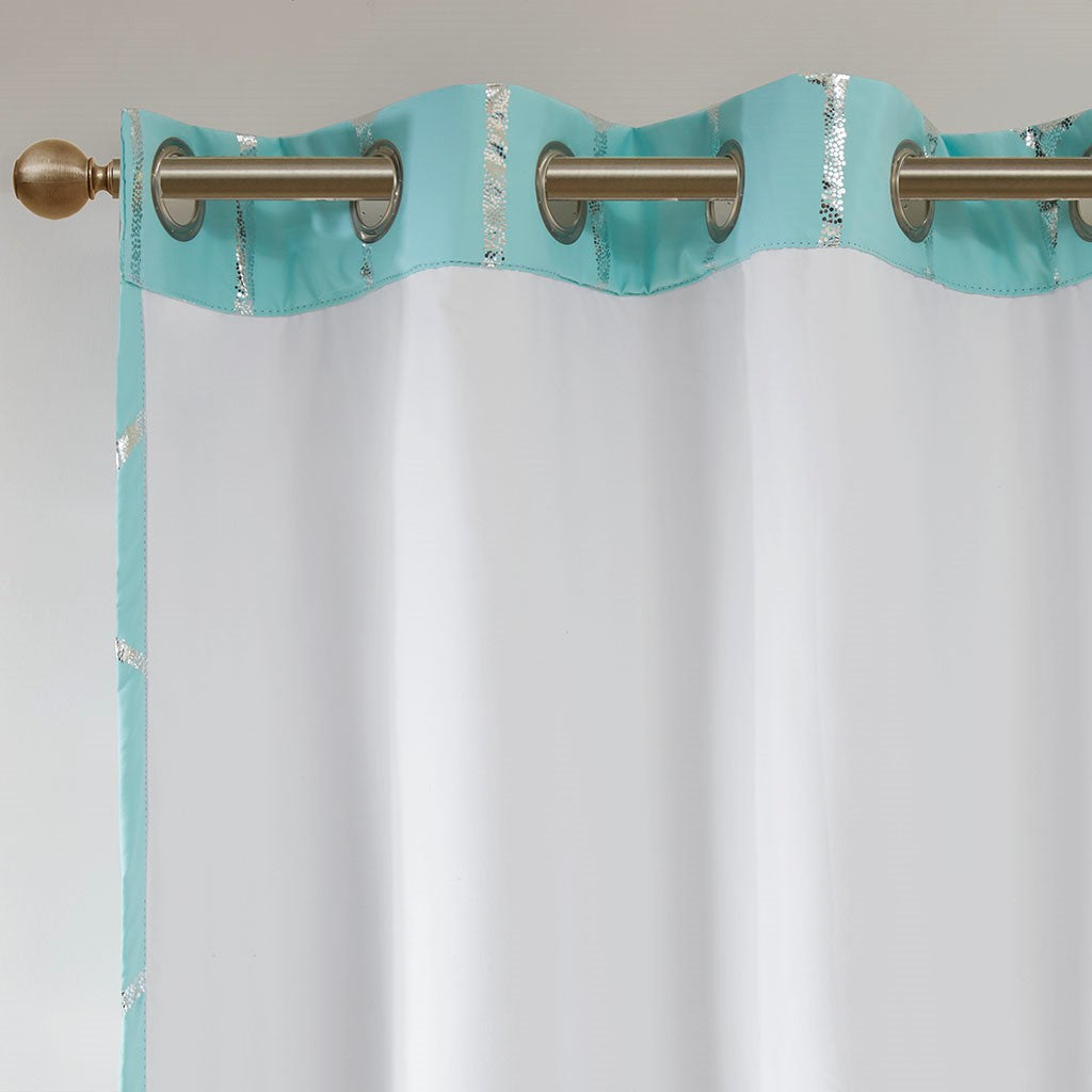 Raina Total Blackout Metallic Print Grommet Top Curtain