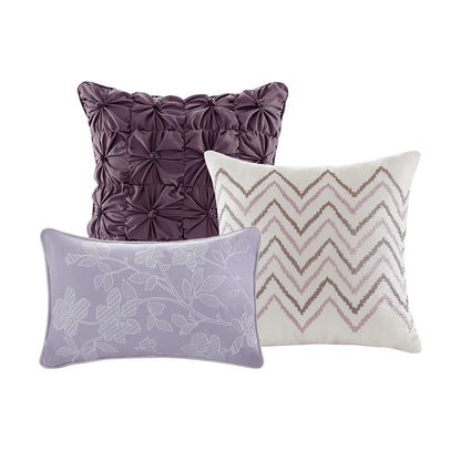 Luna 6 Piece Printed Quilt Set with Throw Pillows - Taupe