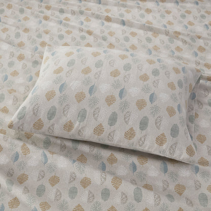 Cozy Cotton Flannel Printed Sheet Set - Multi Leaves