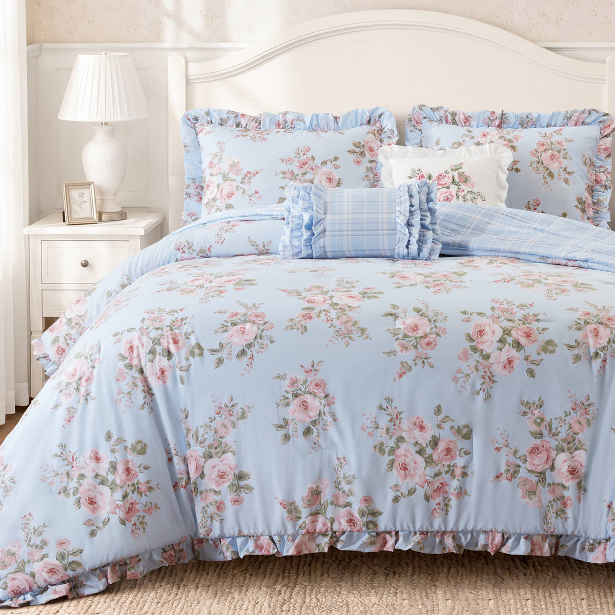 Elena Floral Comforter Set - Blue