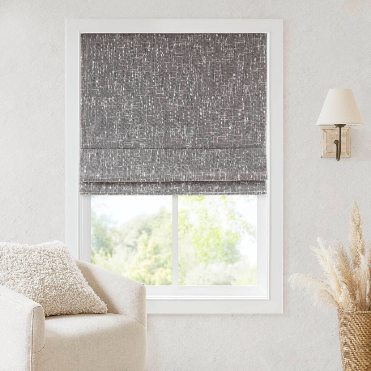 Quincy Cordless Roman Shade - Grey