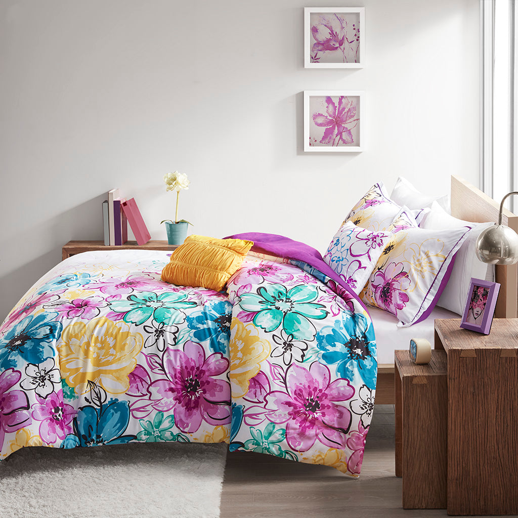 Olivia Floral Comforter Set - Blue