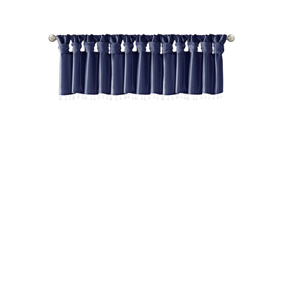 Emilia Lightweight Faux Silk Valance With Beads - Navy