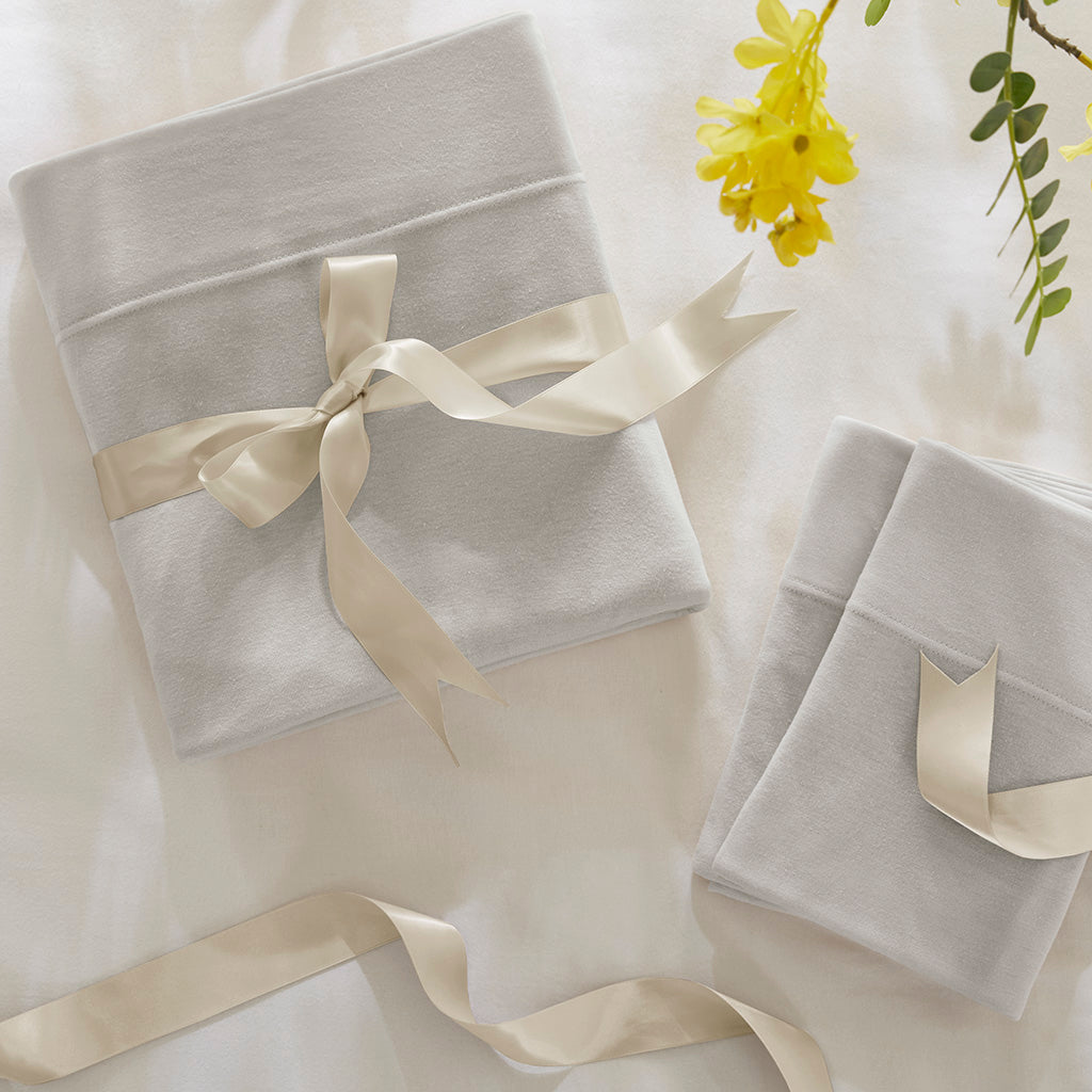 Cotton Blend Jersey Knit All Season Sheet Set - Grey