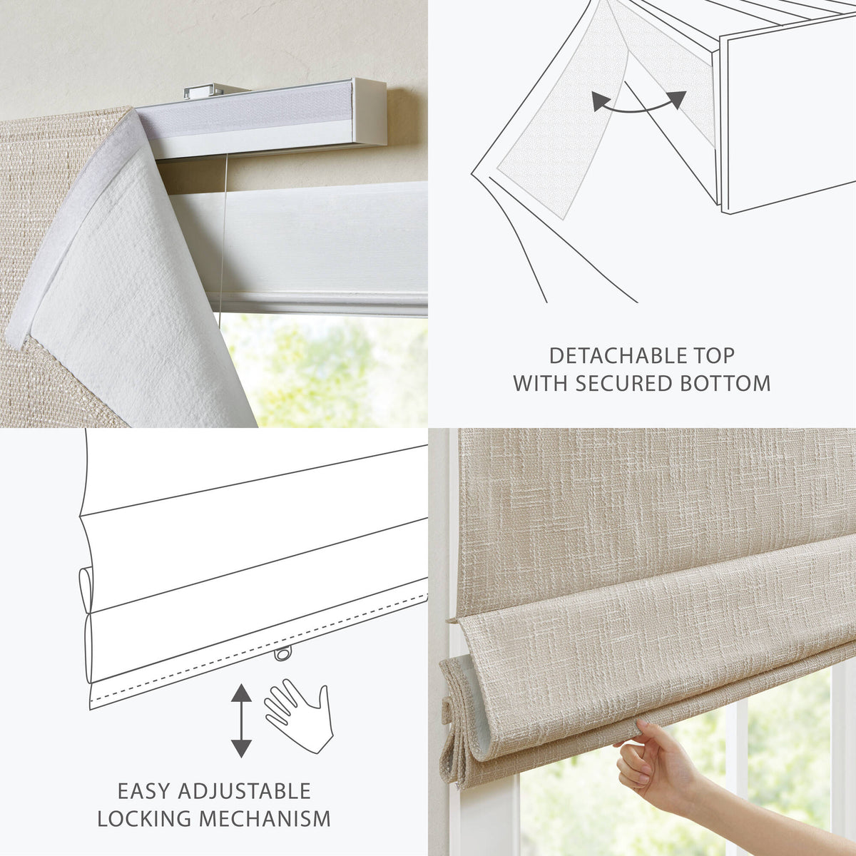 Quincy Cordless Roman Shade - Linen