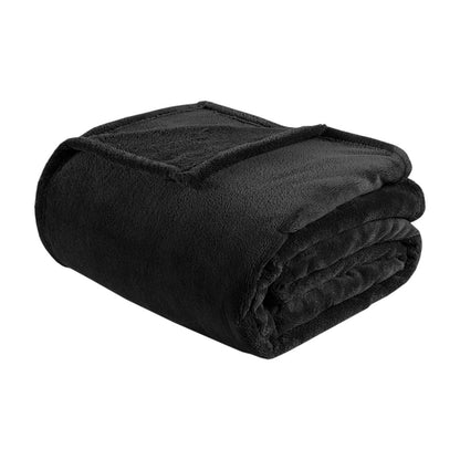 Microlight Plush Oversized Blanket - Black