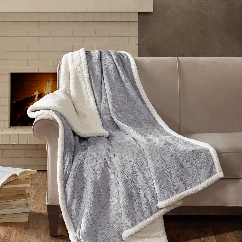 Elma Oversized Textured Plush Throw - Grey