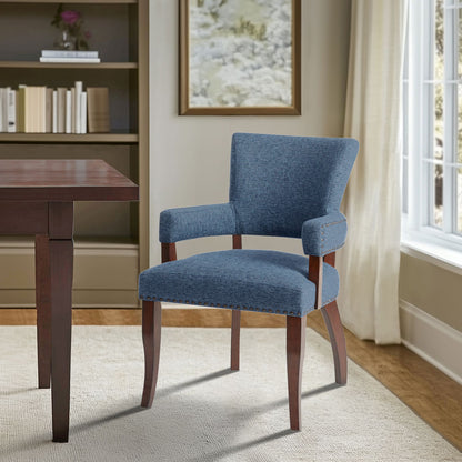 Dawson Upholstered Dining Chair with Padded Arm - Blue