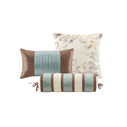 Aubrey 6 Piece Duvet Cover Set - Blue/Brown