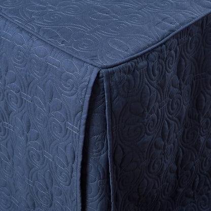Quebec 3 Piece Split Corner Pleated Quilted Bedspread - Navy