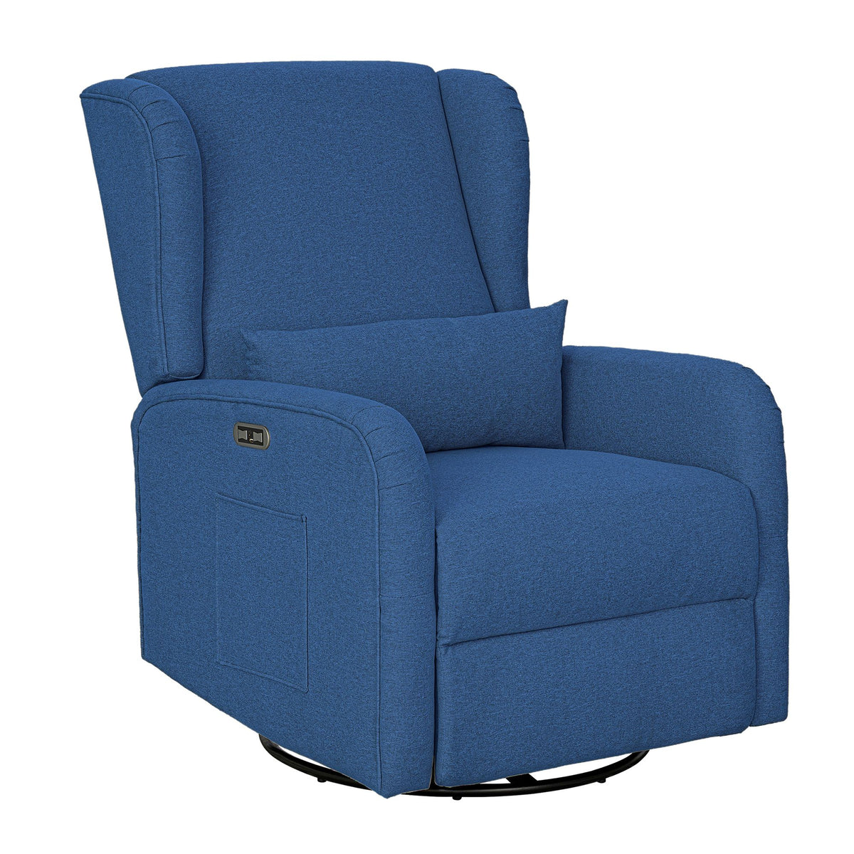 Candace Power Recliner 3-in-1 with Swivel, Glider, Charging Station - Blue