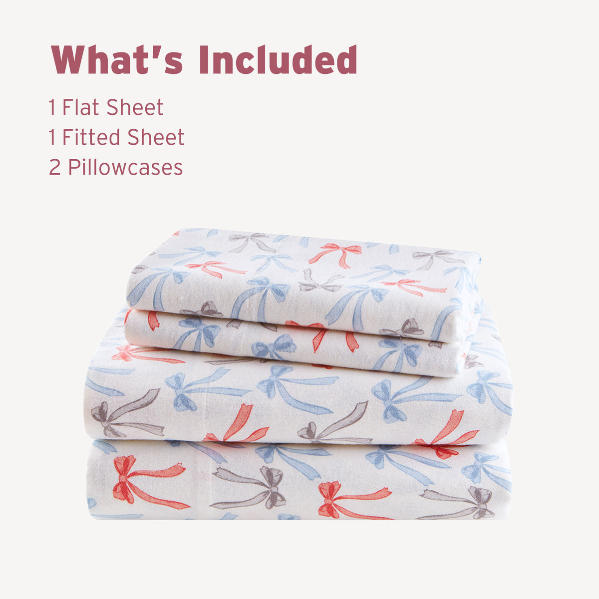 Cozy Soft Cotton Flannel Printed Sheet Set - Happy Bows