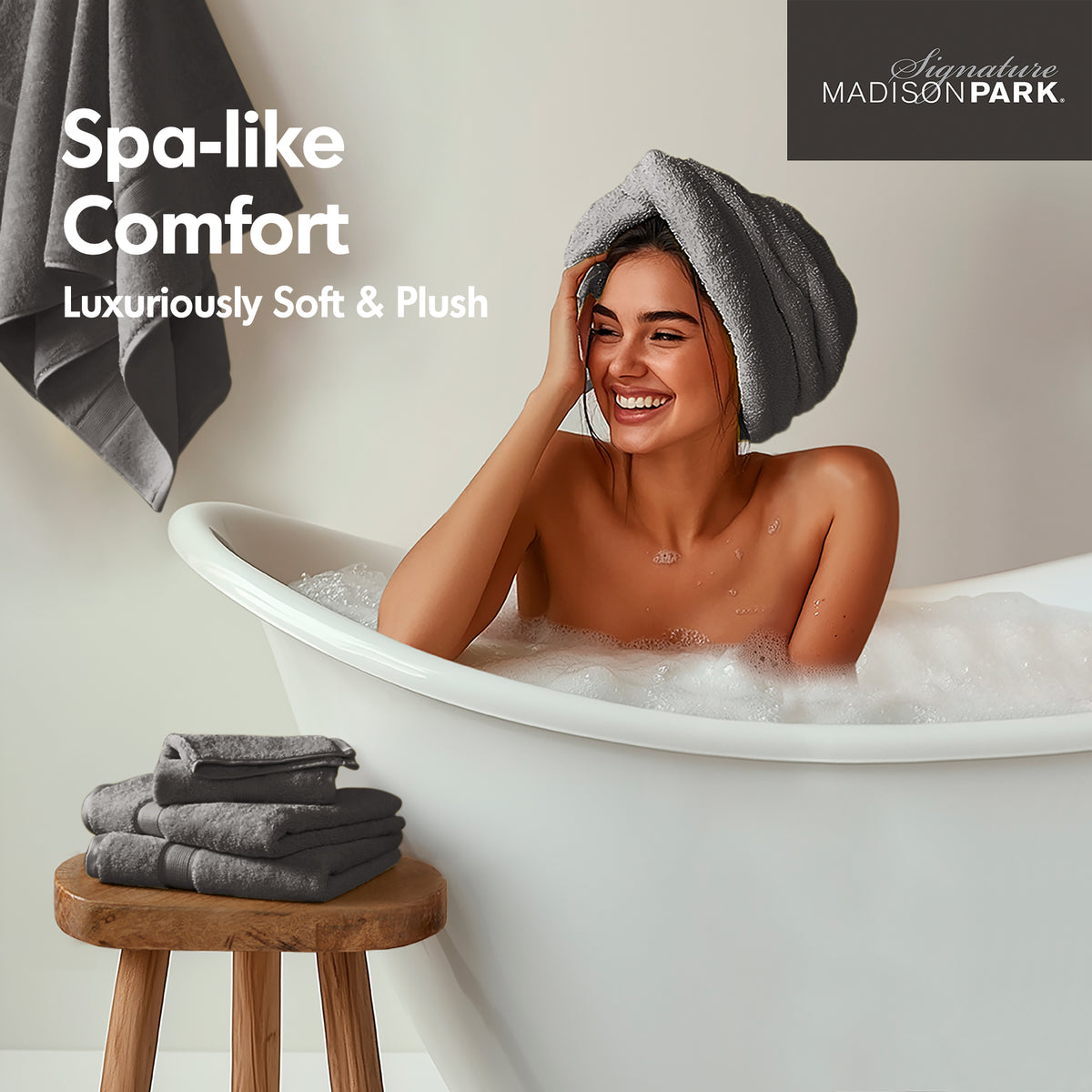 800GSM 100% Cotton 8 Piece Towel Set - Charcoal
