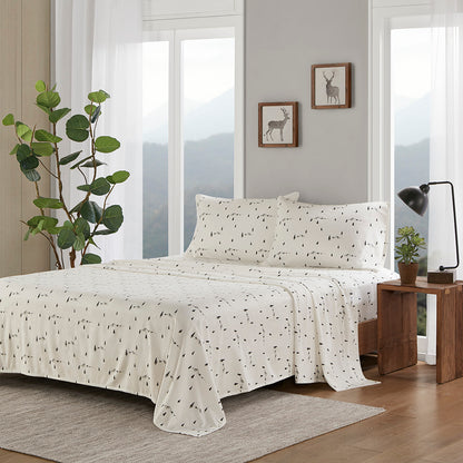 Cotton Flannel Sheet Set - Black Pine Trees