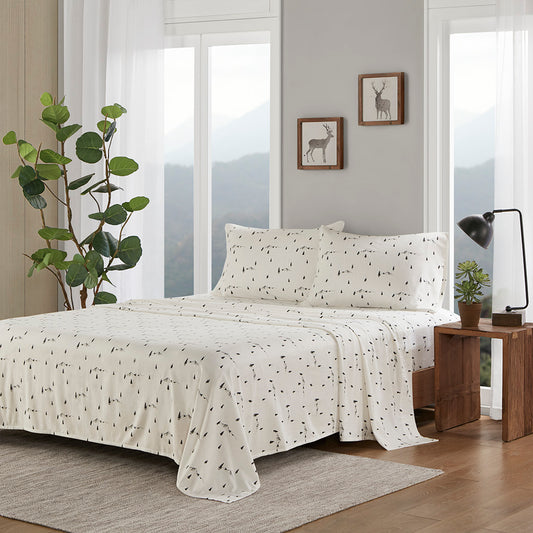Cotton Flannel Sheet Set - Black Pine Trees