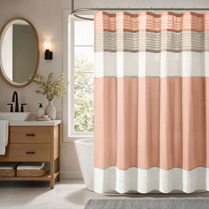 Amherst Faux Silk Shower Curtain - Coral