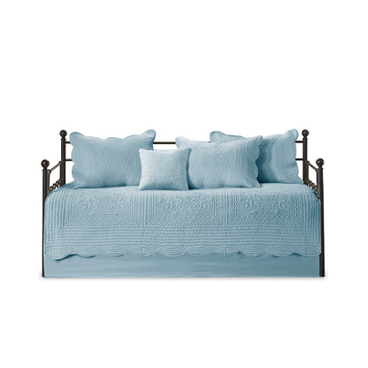 Tuscany 6 Piece Reversible Scalloped Edge Daybed Cover Set - Blue
