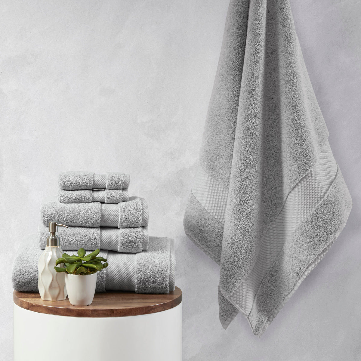 Splendor 1000gsm 100% Cotton 6 Piece Towel Set - Grey