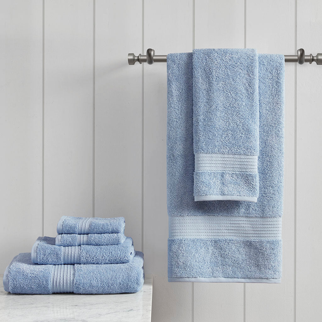 Organic 6 Piece Organic Cotton Towel Set - Blue