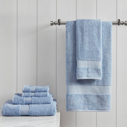 Organic 6 Piece Organic Cotton Towel Set - Blue