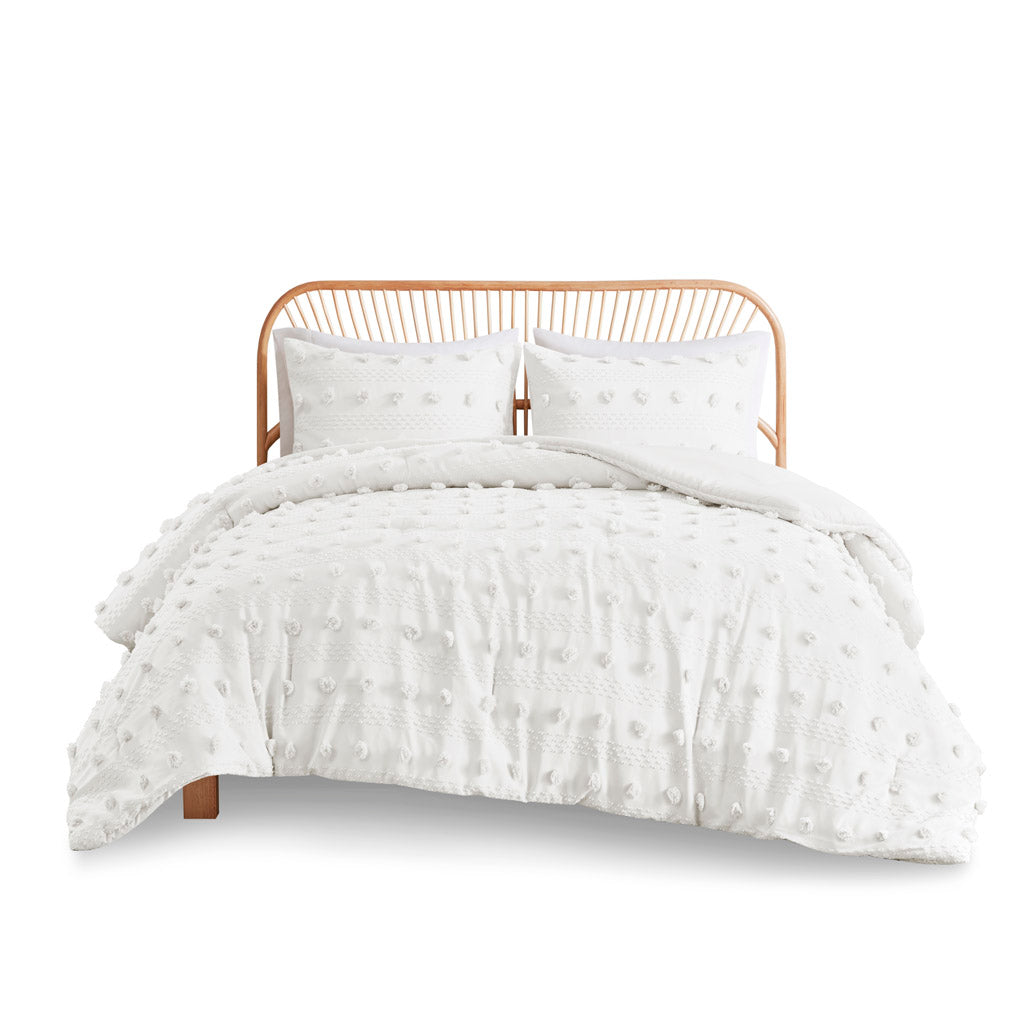 Lucy Clip Jacquard Comforter Set - Ivory