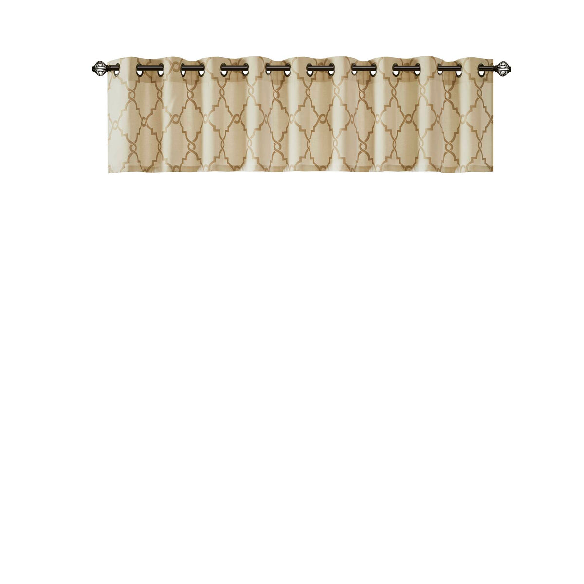 Saratoga Fretwork Print Grommet Top Window Valance - Beige/Gold