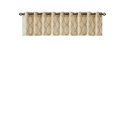 Saratoga Fretwork Print Grommet Top Window Valance - Beige/Gold