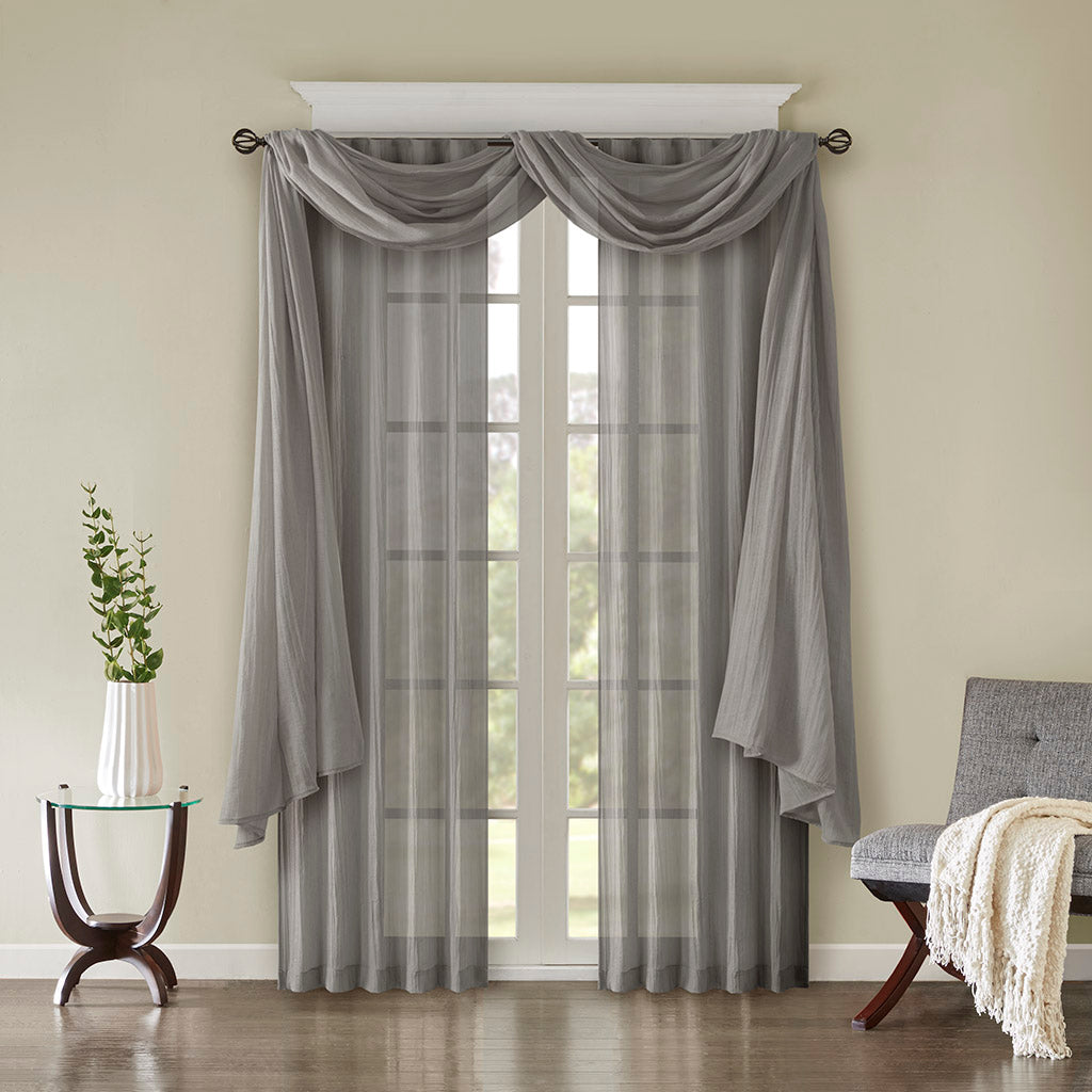 Harper Solid Crushed Scarf Sheer - Grey