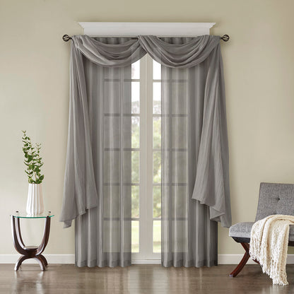 Harper Solid Crushed Scarf Sheer - Grey