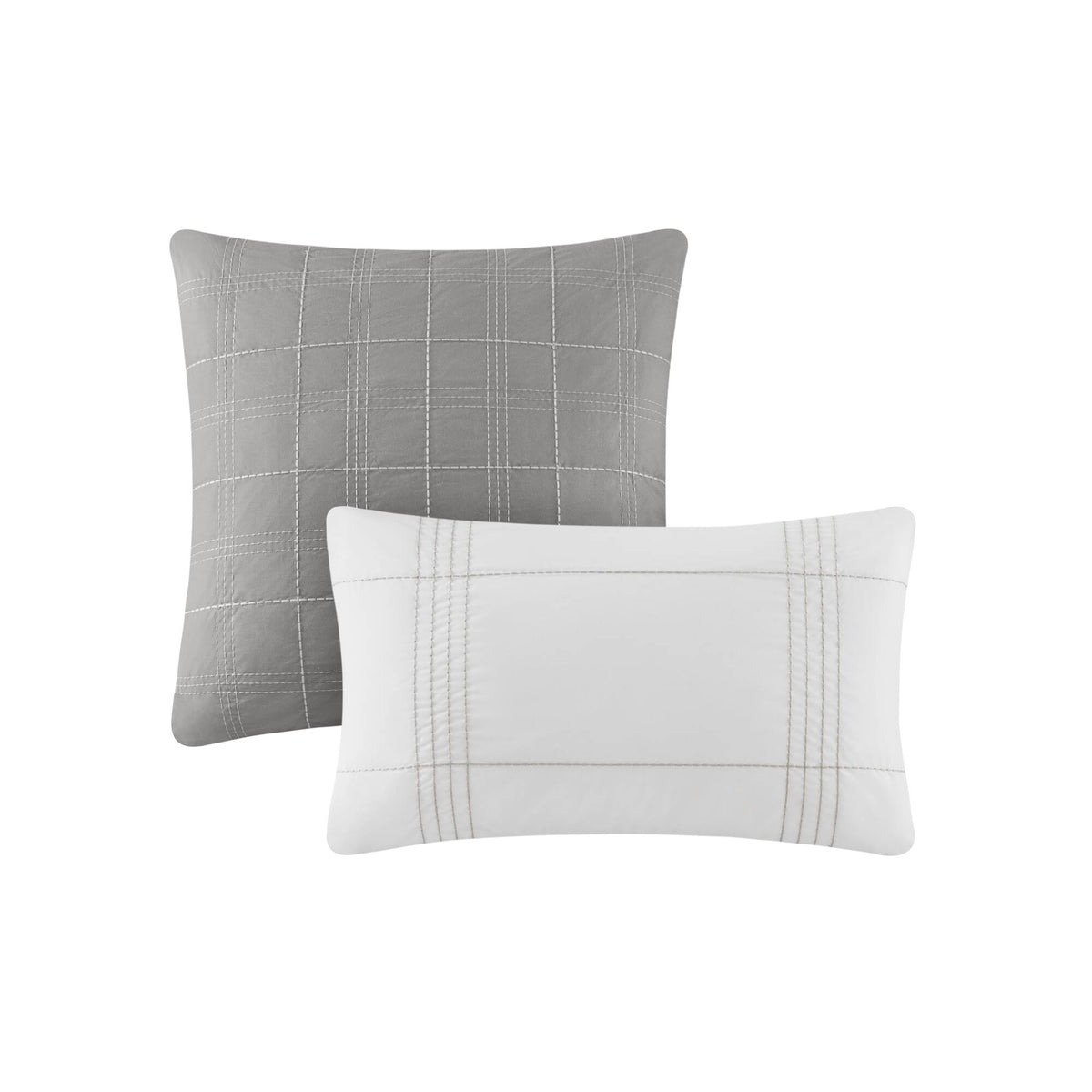 Morgan 5 Piece Cotton Jaquard Duvet Set - White/Grey
