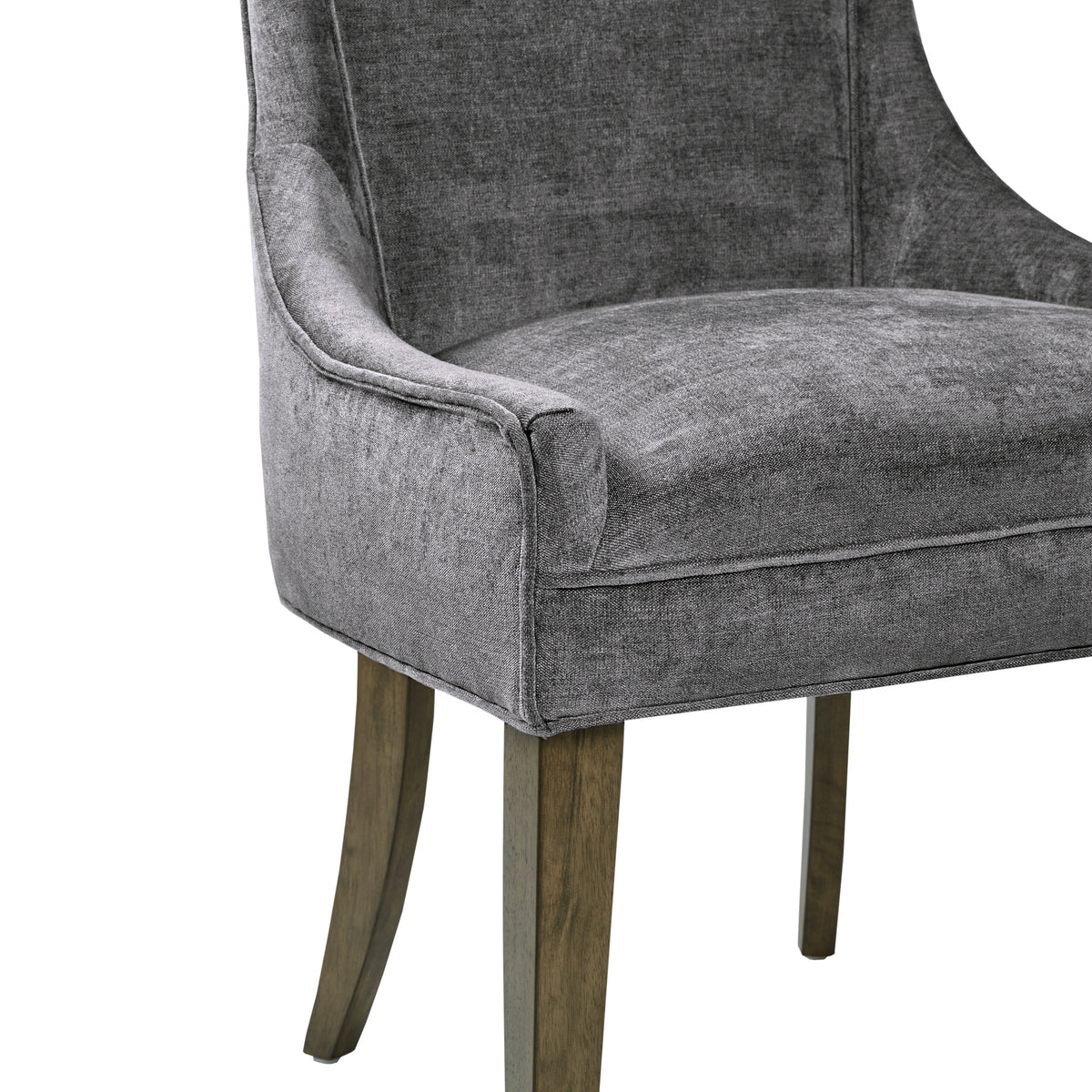 Ultra Upholstered Dining Side Chairs with wood legs (Set of 2) - Dark Gray