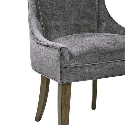 Ultra Upholstered Dining Side Chairs with wood legs (Set of 2) - Dark Gray
