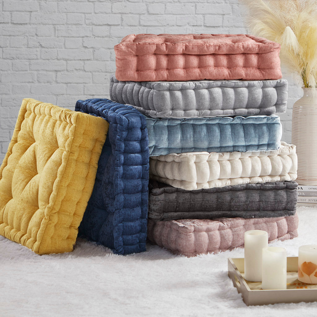Azza Poly Chenille Square Floor Pillow Cushion Compress Pack - Dusty Peach